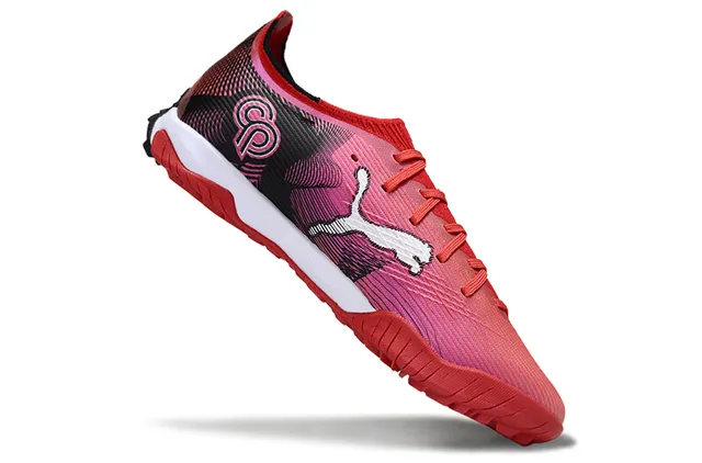 Puma Future Z Pink Red Low-Profile Textured Synthetic Upper Turf Soccer Shoes