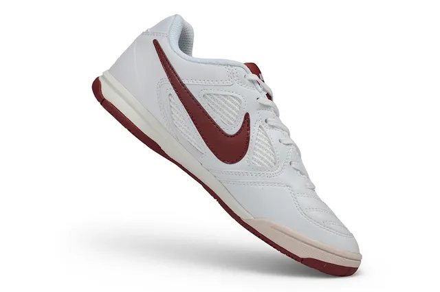 Nike Tiempo Indoor White and Burgundy Indoor Soccer Shoes