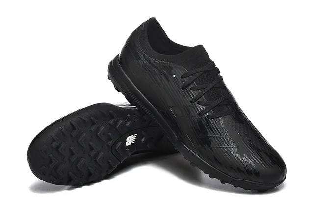 New Balance Black Monochrome Glossy Embossed Upper Turf Soccer Shoes