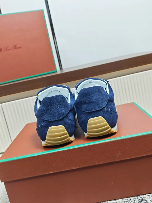 Loro Piana Blue Suede Lace-Up Lifestyle Sneaker