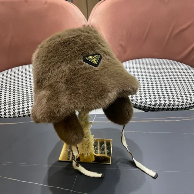 Brown Beige Fur-Lined Ear-Flap Beanie