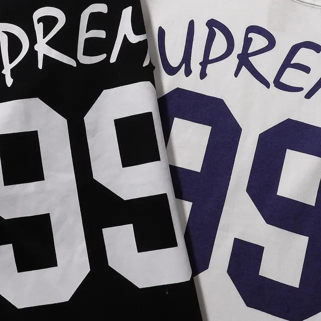 Supreme 99 White Navy Long-Sleeve Crewneck Jersey
