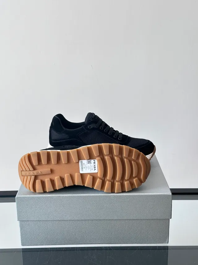 Prada Cloudbust Black Suede and Mesh Chunky Sneakers