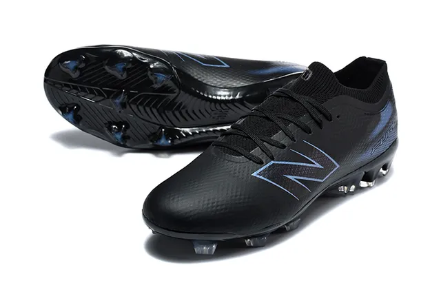 New Balance Furon Black Blue Low-Cut Knit Upper Molded Conical Studs Firm-Ground Soccer Shoes