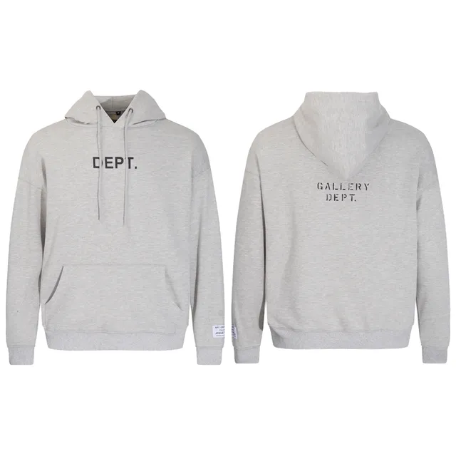Gallery Dept Black Gray Minimalist Text Print Standard Fit Hoodie