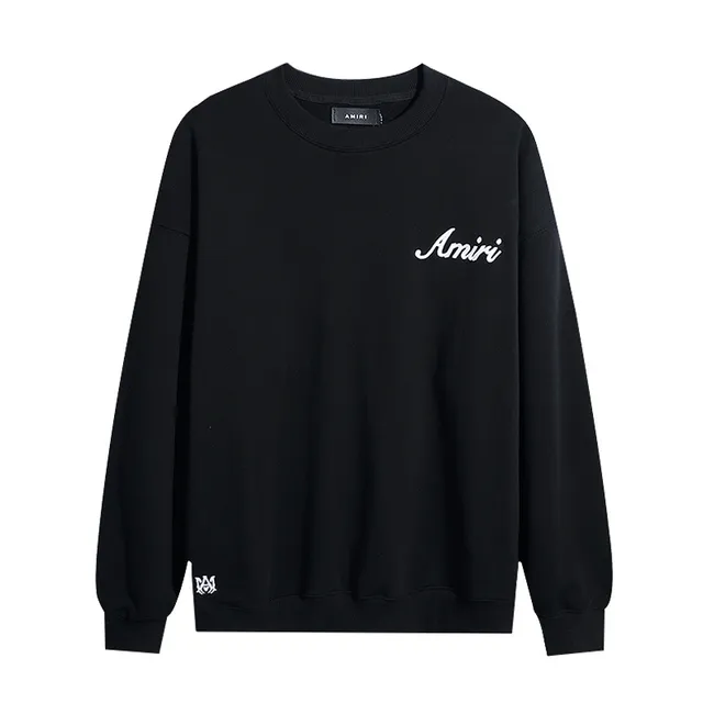 Amiri Script Logo Crewneck Black White Embroidered Sweater