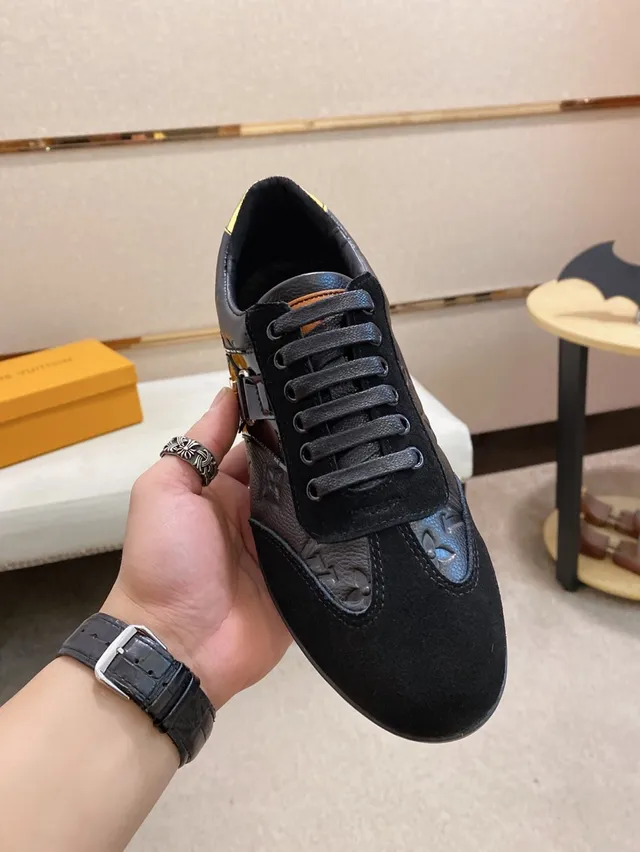 Louis Vuitton Black Monogram Suede Strap Lifestyle Sneakers