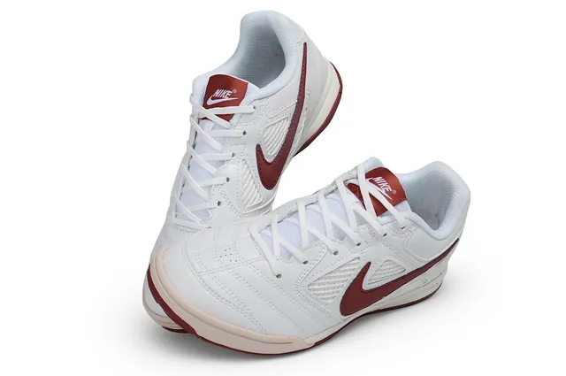 Nike Tiempo Indoor White and Burgundy Indoor Soccer Shoes