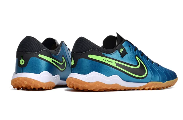 Nike Blue Green Metallic Synthetic Upper Neon Accent Stripe Indoor Soccer Shoes