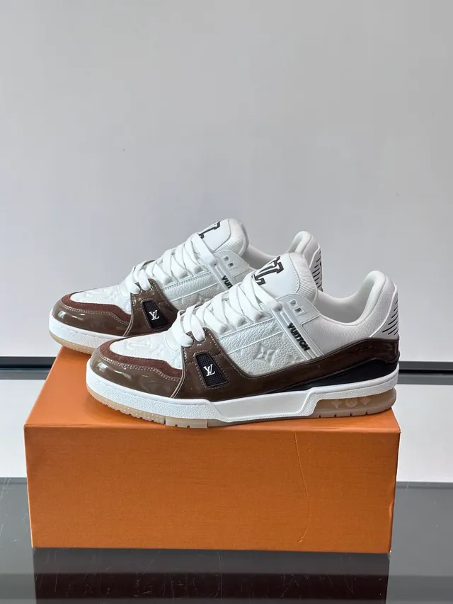 Louis Vuitton LV Trainer White Brown Low-Top Monogram Leather Lifestyle Sneakers