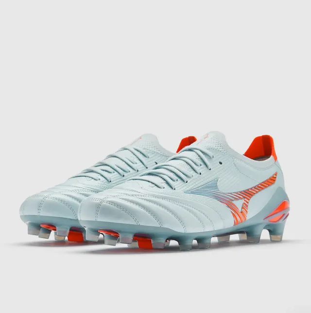 Mizuno Blue Orange Low-Cut Leather-Mesh Upper Molded Studs Firm-Ground Soccer Shoes