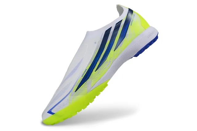 Adidas White Navy Low-Cut Sock-Fit Upper Molded Rubber Studs Turf Soccer Shoes
