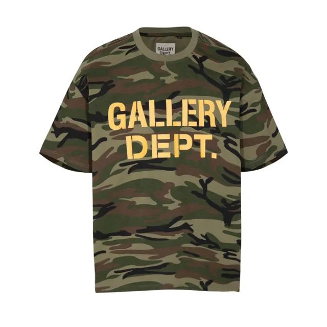 Gallery Dept Camouflage Print Gold Logo T-Shirt
