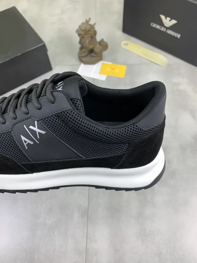 Armani Exchange Black Mesh-Suede Lifestyle Sneakers