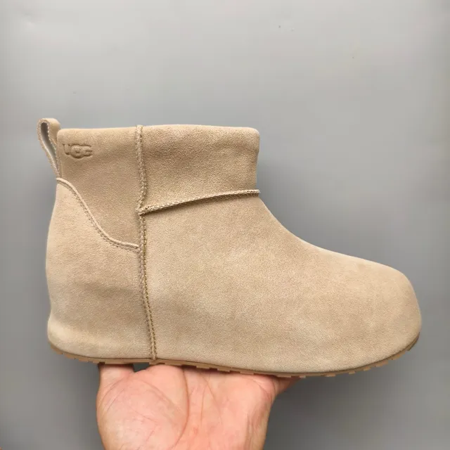 UGG Tasman Beige Suede-Like Slip-On Ankle Boots
