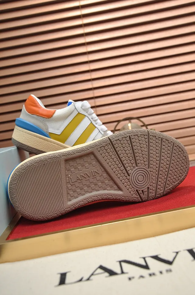Lanvin Multicolor Striped Mixed-Material Cupsole Sneakers
