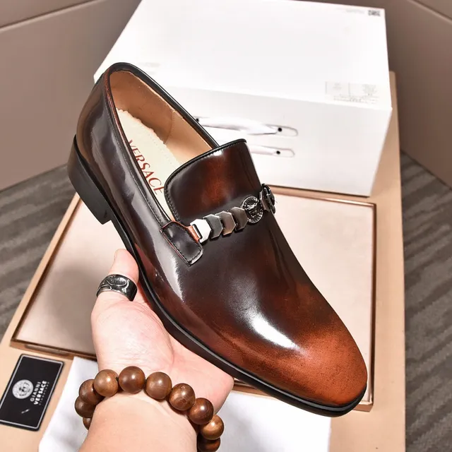 Versace Chain Reaction Two-Tone Brown Gradient Monk Shoes
