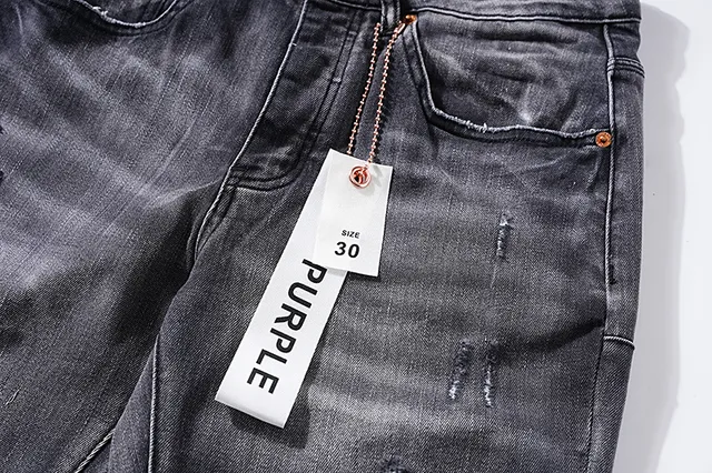 Purple Brand Distressed Slim-Fit Washed Gray Jeans