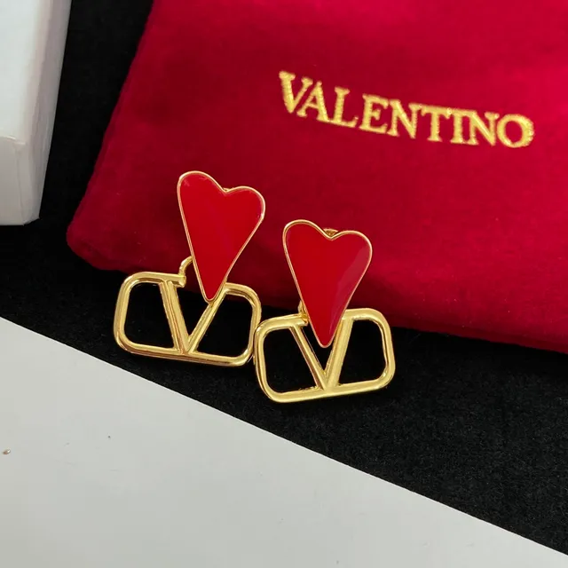 Valentino VLTN Enamel Heart Stud Earrings