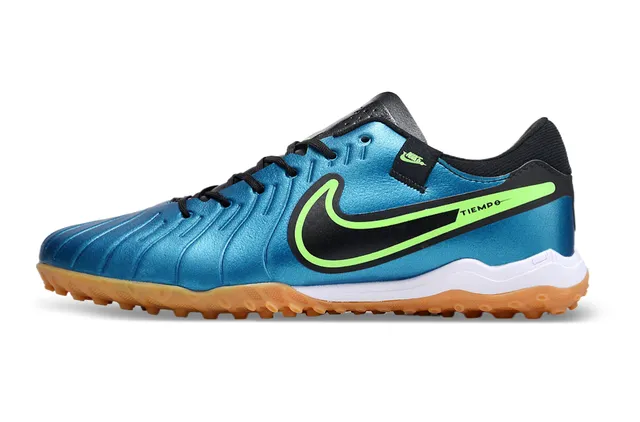 Nike Blue Green Metallic Synthetic Upper Neon Accent Stripe Indoor Soccer Shoes