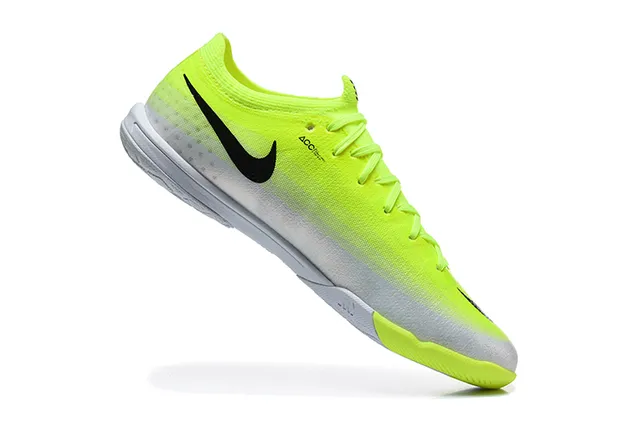 Nike Yellow Black Low-Cut Knit Upper Gradient Neon To White Indoor Soccer Shoes