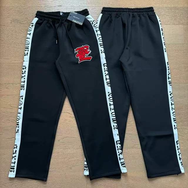 Mixed Emotion Black and White Striped Dragon Logo Tracksuit