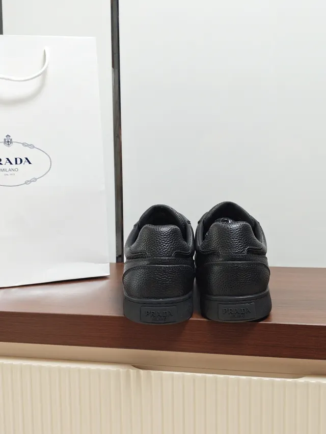 Prada Black Pebbled Leather Lifestyle Sneaker