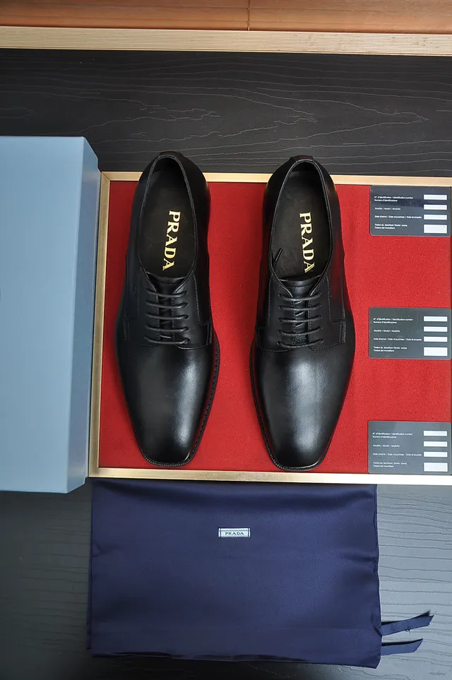 Prada Black Cap-Toe Oxford Shoes