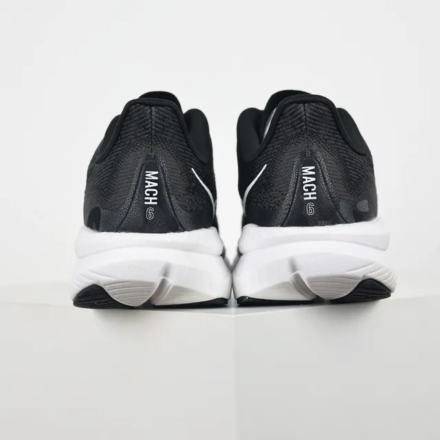 Hoka Black White Engineered Knit Upper Thick Midsole Running Shoes