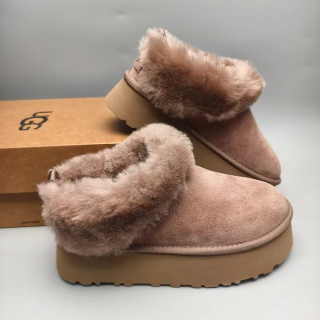 UGG Brown Shearling-Cuffed Suede Upper Snow Boots