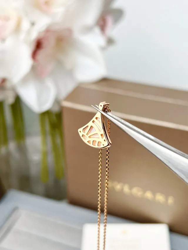 Bvlgari Divas’ Dream Fan-Shaped Enamel and Mother-of-Pearl Pendant Necklaces