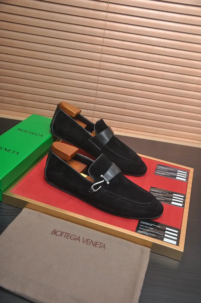 Bottega Veneta Andiamo Black Suede Loafers