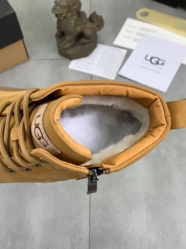 UGG Tasman Beige White Suede Upper Lace-Up Front Work Boots