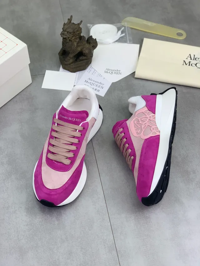 Alexander McQueen Oversized Sneaker Magenta Pink Suede Chunky Sneakers