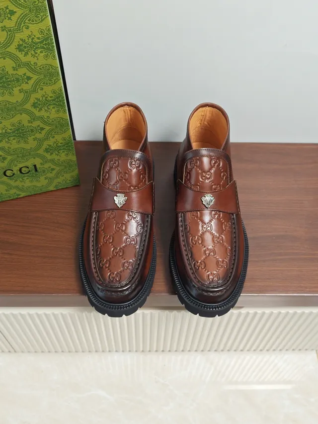 Gucci Horsebit 1955 Brown GG-Embossed Leather Ankle Boot