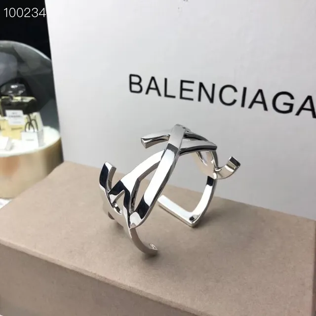 Balenciaga Le Cagole Gold and Rose Gold Interlocking Cuff Bracelets