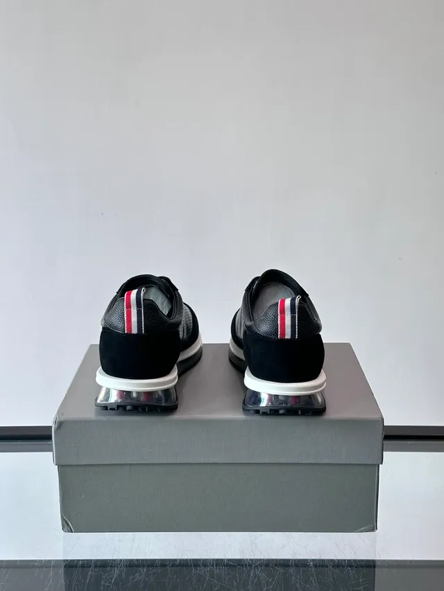 Thom Browne Black Perforated Suede Lifestyle Sneakers
