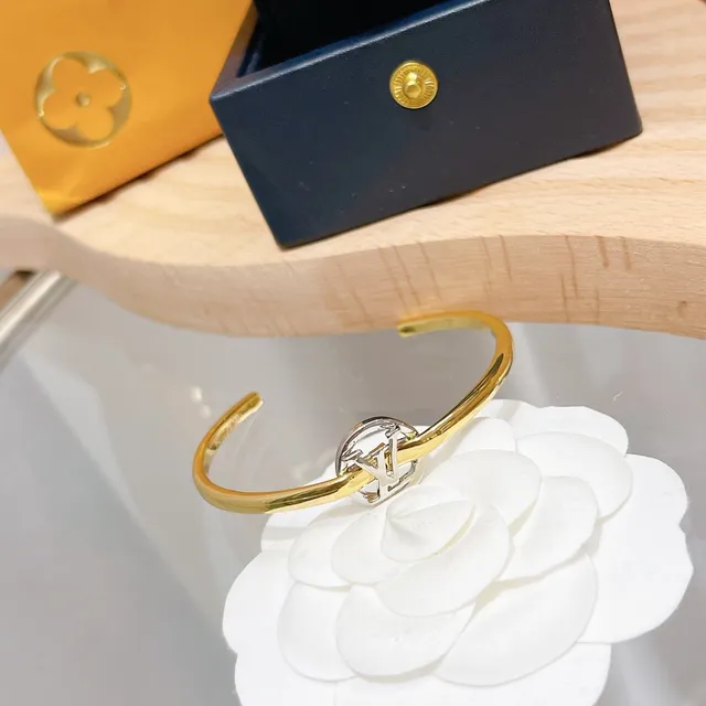 Louis Vuitton LV Circle Gold-Tone Interlocking Monogram Bracelet