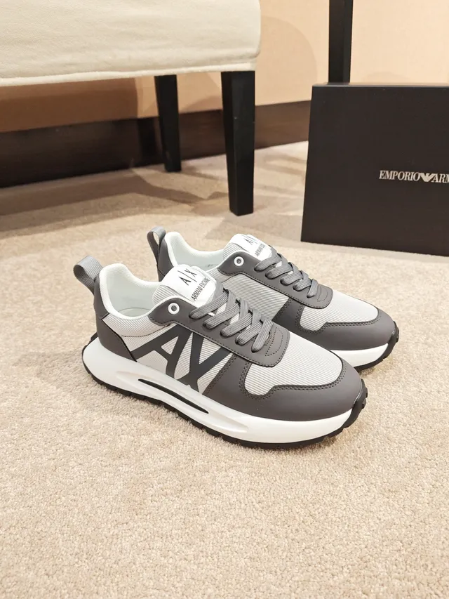 Armani Exchange AX Monogram Gray and White Lifestyle Sneakers