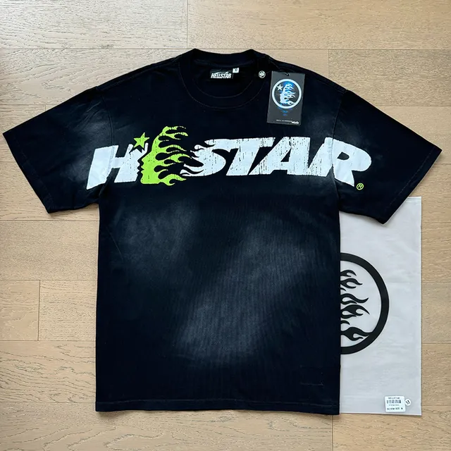 Hellstar Flame Graphic Washed Black T-Shirt