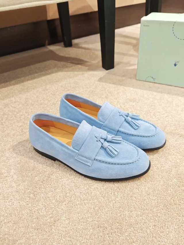 Light Blue Suede Tassel Loafer