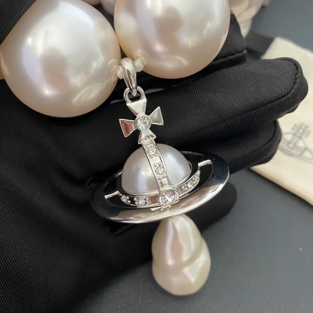 Vivienne Westwood Orb Necklace White Pearl Gold and Silver Tone Necklaces