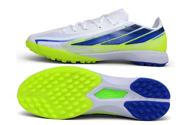 Adidas Hyperfast White Blue Low-Cut Shoe Mesh And Synthetic Upper Turf Soccer Shoes