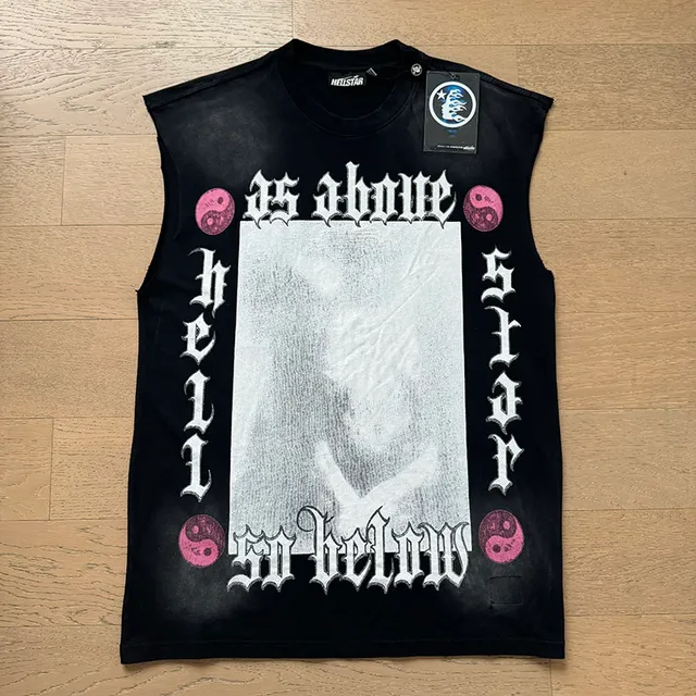 Black Graphic-Print Sleeveless Vest Top