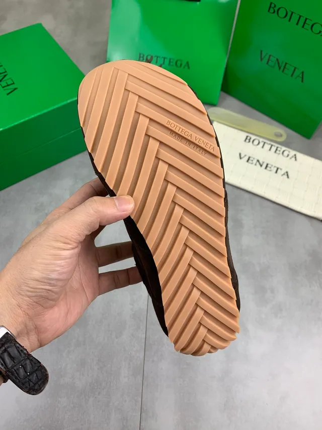 Bottega Veneta Brown Suede White Lace Lifestyle Sneaker