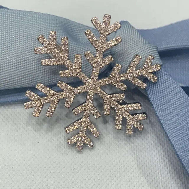 Snowflake Pavé-Set Clear Stone Brooch