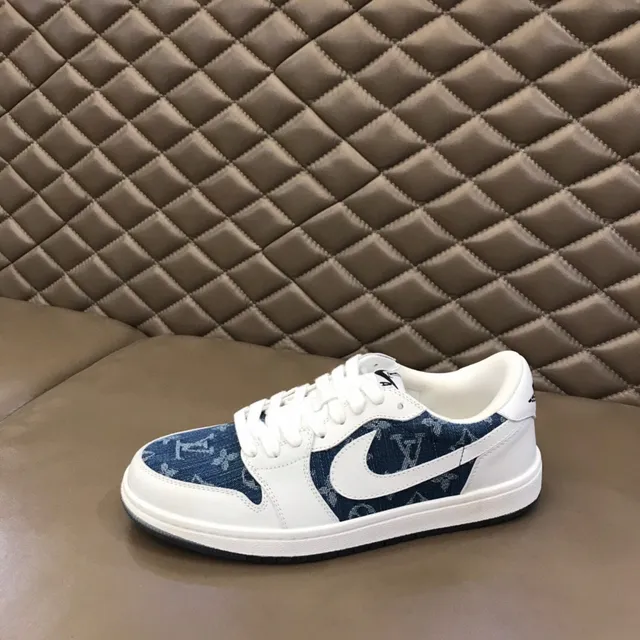 Nike Air Jordan 1 Low Denim-Print White Lifestyle Sneakers