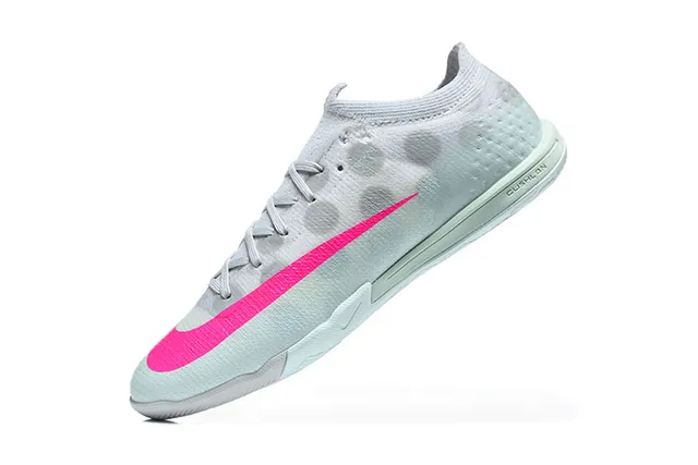 Nike Mercurial White Pink Low-Cut Knit Upper Vibrant Swoosh Accent Indoor Soccer Shoes