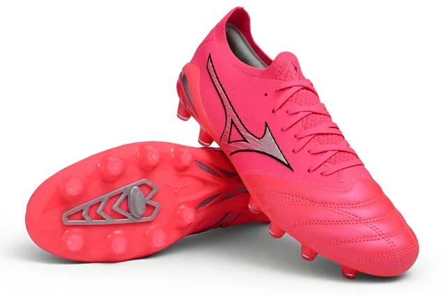Mizuno Pink Silver Knit Collar Synthetic Leather Forefoot Firm-Ground Soccer Shoes