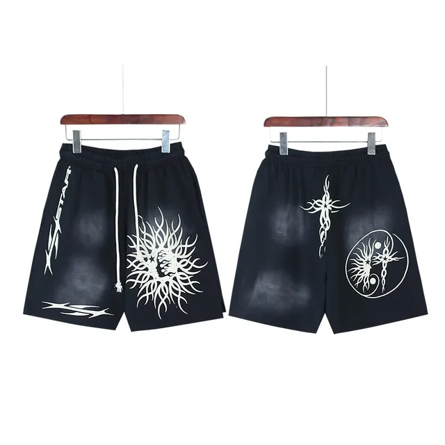Navy Graphic-Print Elastic-Waist Drawstring Shorts